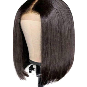 Glueless Lace Closure Bob Wig – Sleek Middle Part, 100% Human Hair