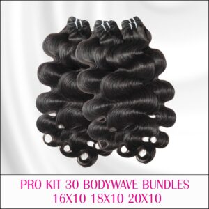 Pro Kit – 30 Virgin Body Wave Hair Bundles for Stylists (Wholesale)